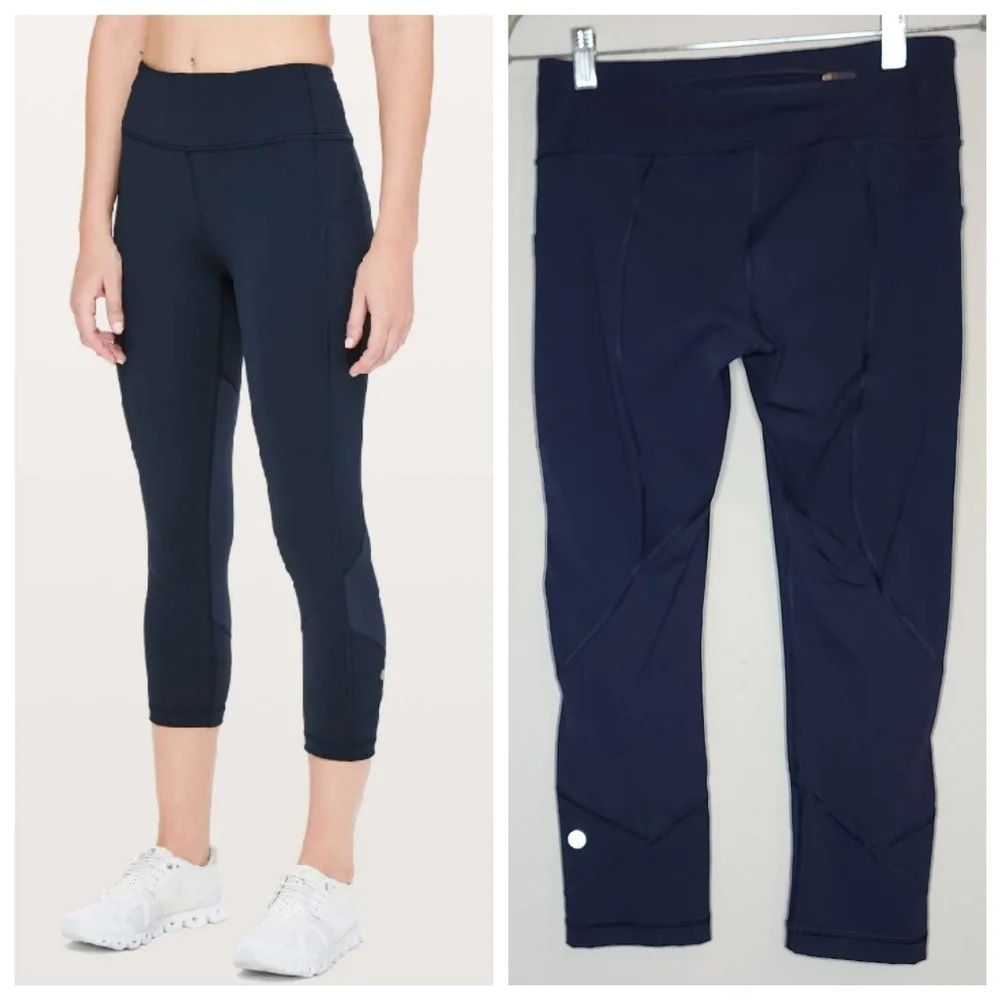 Lululemon Pace Rival Crop *Full-On Luxtreme 22" True Navy. Size 6. Side pockets